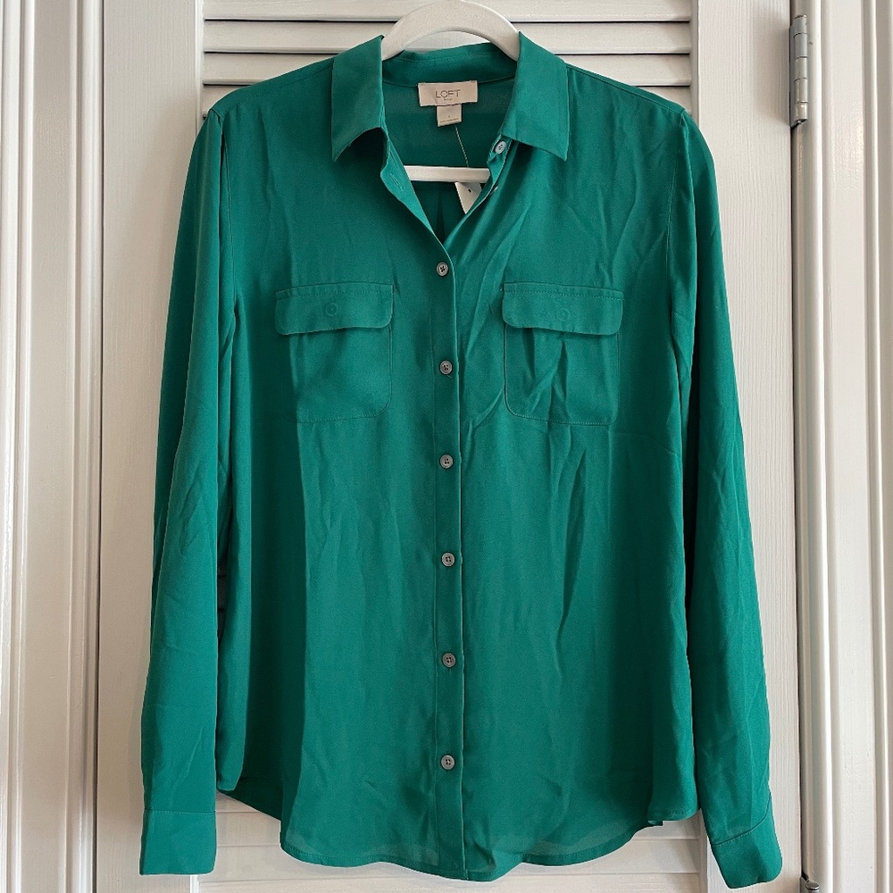 Loft Emerald Green Blouse Size Small *Tags on